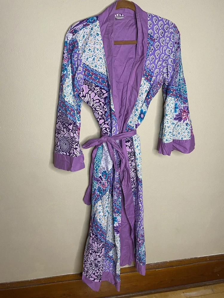 Soft Surroundings Purple Patchwork Robe - Picture 7 of 13